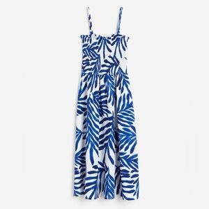 H&M Blue and White Leaf Print Dress
